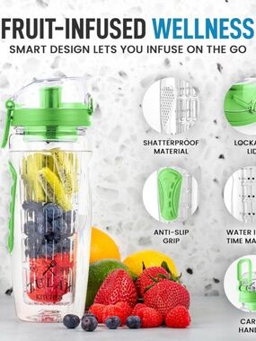 Zulay Kitchen 34oz Fruit Infuser Water Bottle - Blue